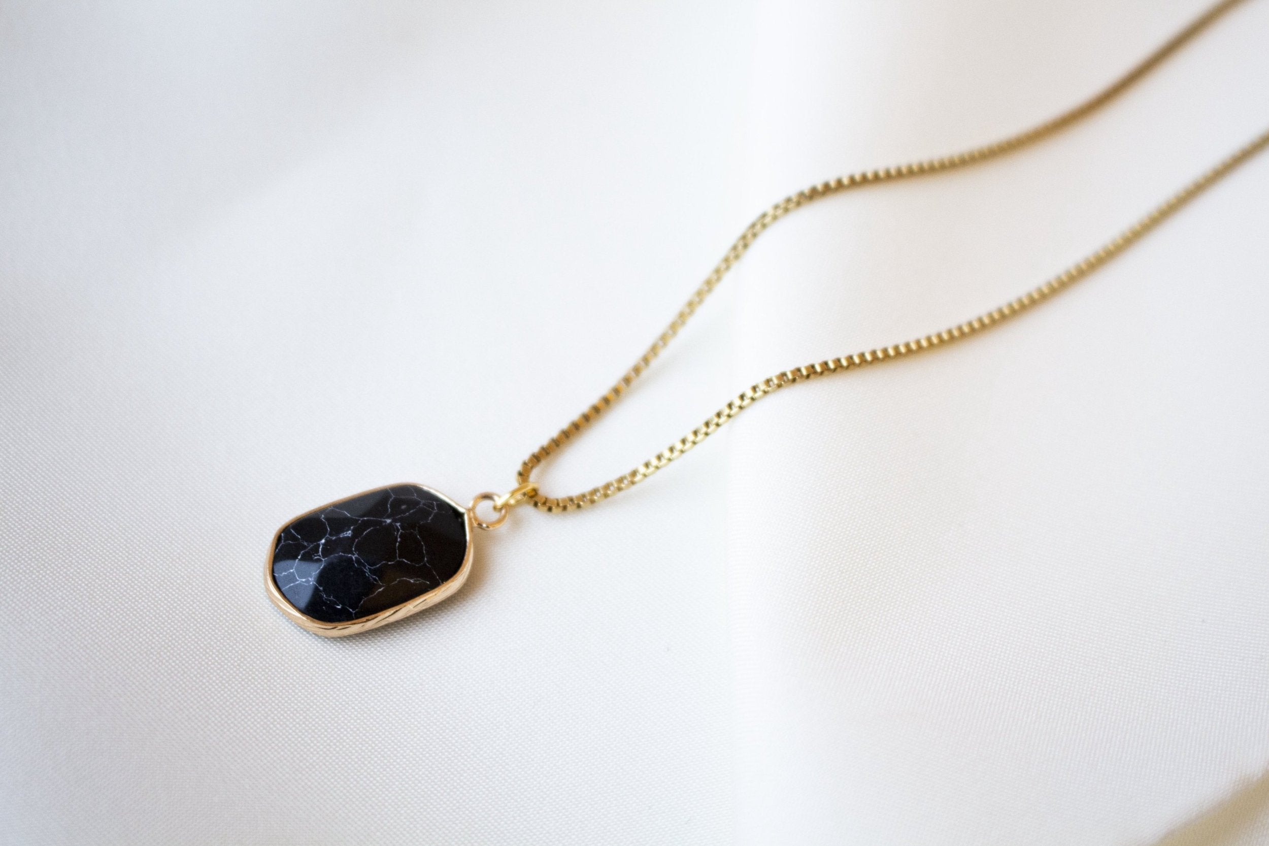 Black Marble Long Necklace